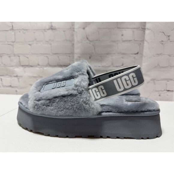 UGG Shoes - UGG Disco Slide Platform Slipper Sz 10 Color Ash Fog Sheepskin Upper And Insole